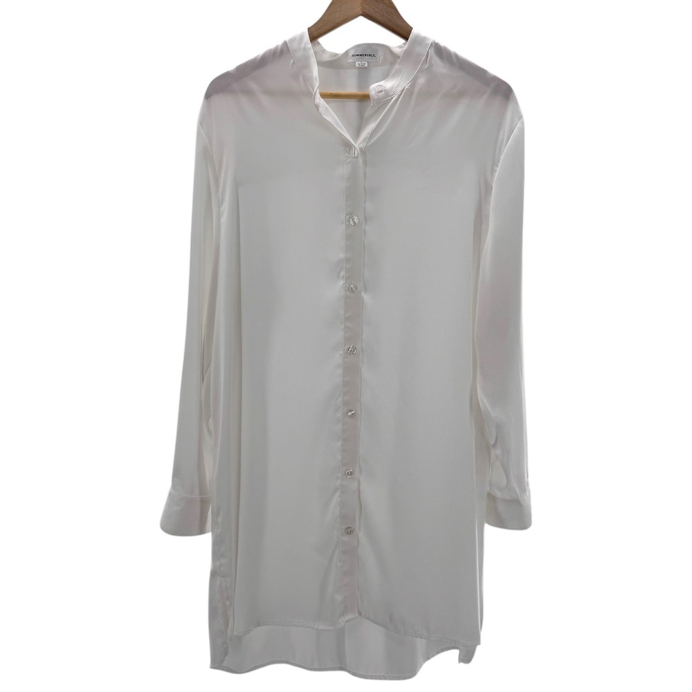 Summersalt Tunic Top‎ Shirt Dress Long Sleeve Button Down White Size L